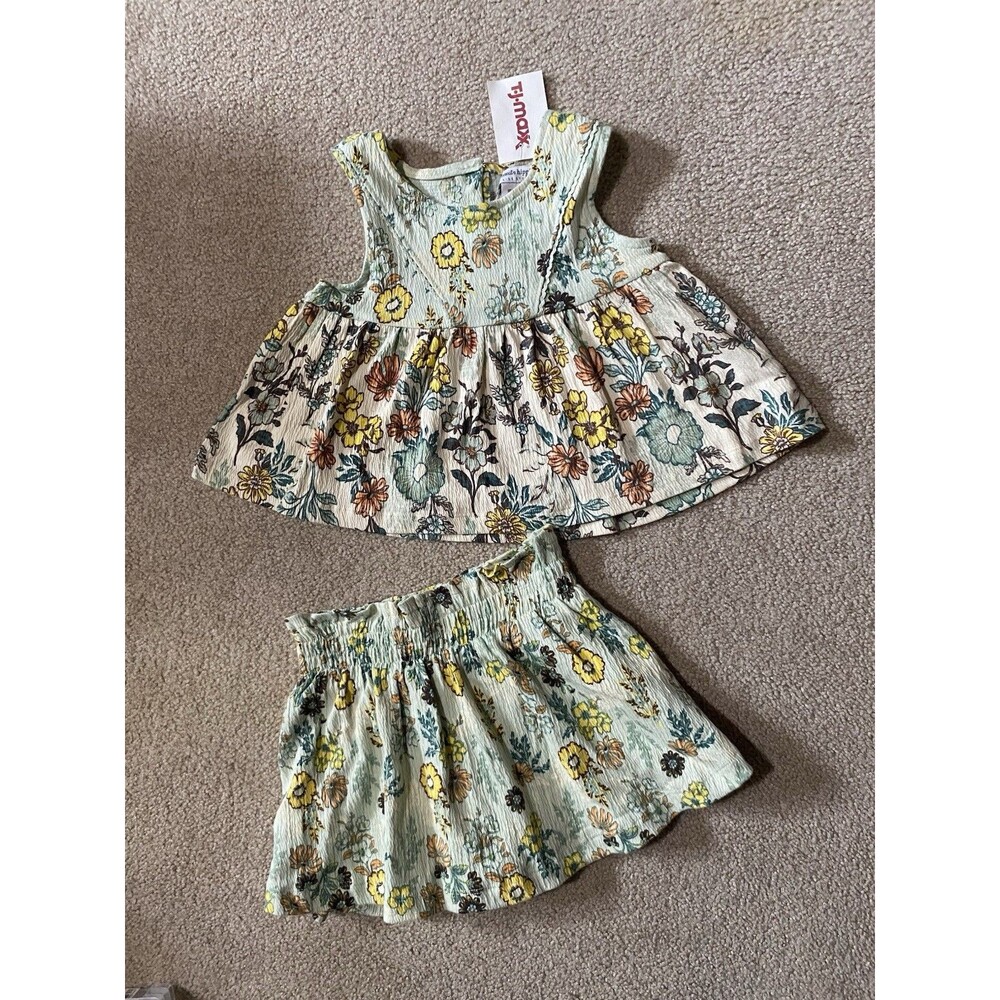 Haute Hippie Kids Girls Size XS 4 Floral Boho Tank Top & Skirt Set NWT